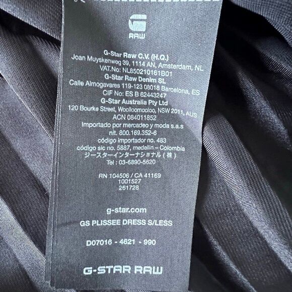 G-Star RAW GS Plisse Sleeveless Dress Color Black Size S - Picture 10 of 11